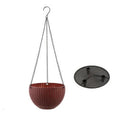 Plastic hanging basket with chain in one of seven colours: black, blue, bronze, green, grey, red, or white.