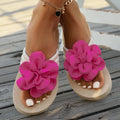Green plus size floral slippers with round toe and PU sole on a white background.