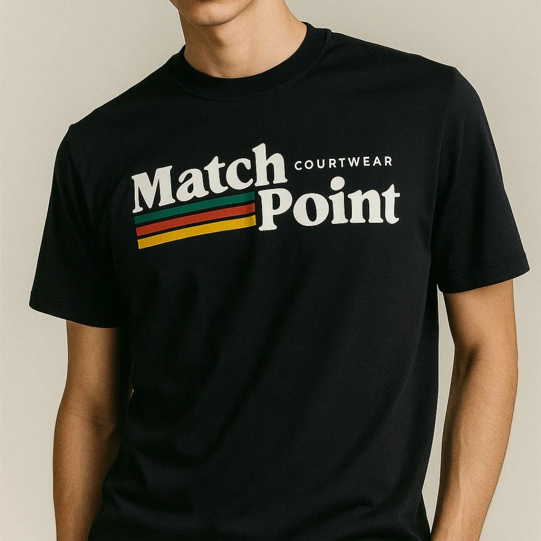 Men's black short sleeve t-shirt with 3D digital printed pattern and round neck
