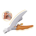 Yellow pet nail clipper with LED light and magnifying lens for dog and cat grooming
