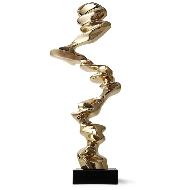 Minimalist abstract still life resin ornament in bright gold, silver, or phantom blue for modern decor.