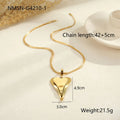 Double heart snake bones geometric necklace in gold and steel stainless steel finishes
