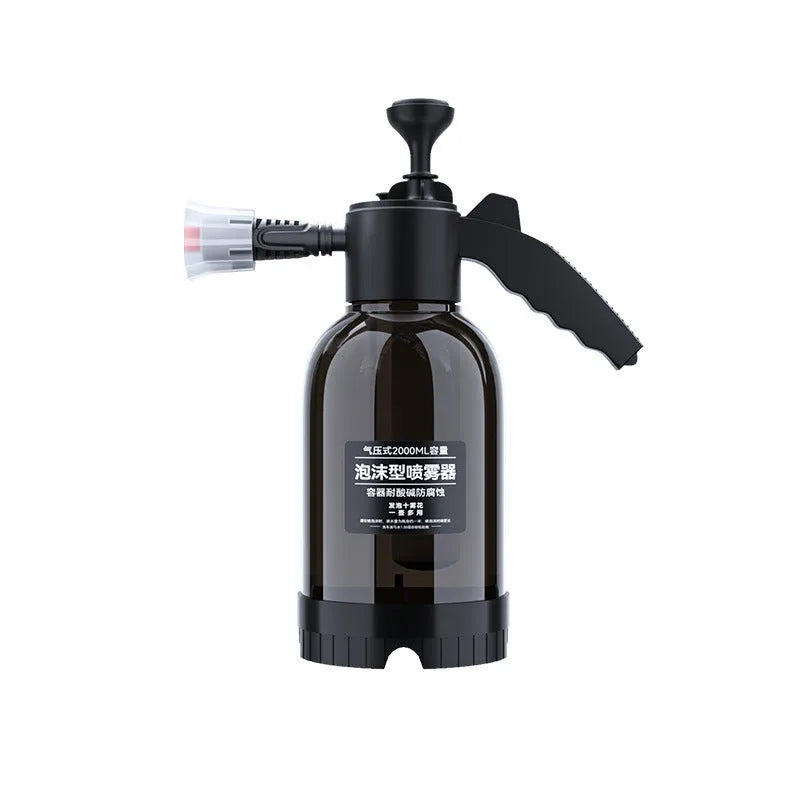 Black 2L hand-held foam sprayer watering can with nozzle, for garden and car cleaning