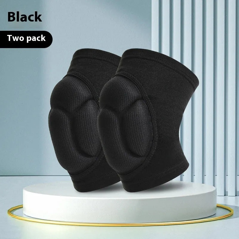 Black and blue thick sponge knee pads for dance sports and outdoor activities
