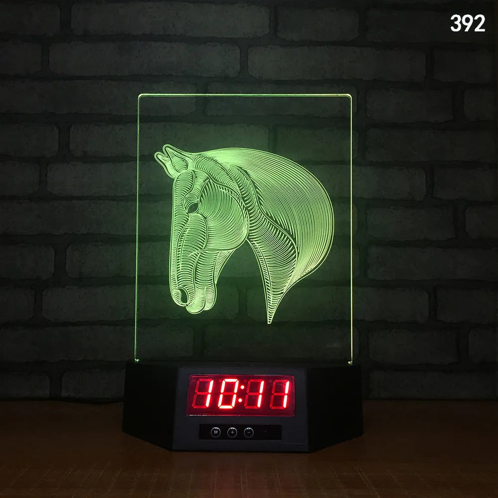 3D blue dolphin LED table night light with remote control on wooden surface