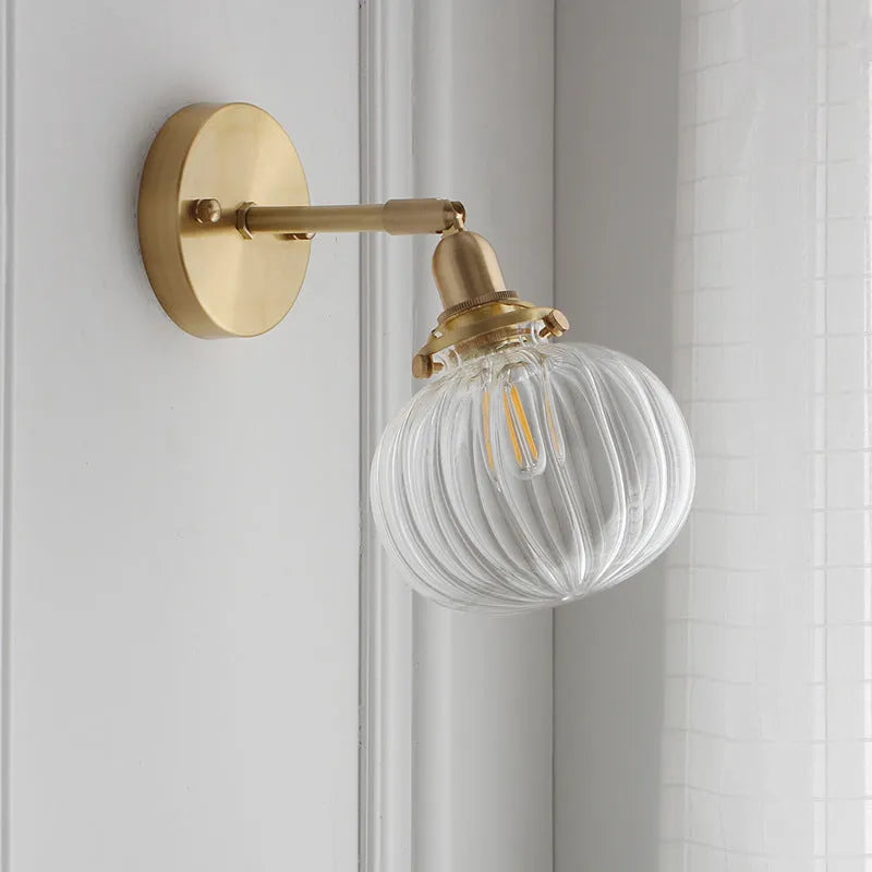Transparent glass wall lamp with LED light source for living room and bedroom installation