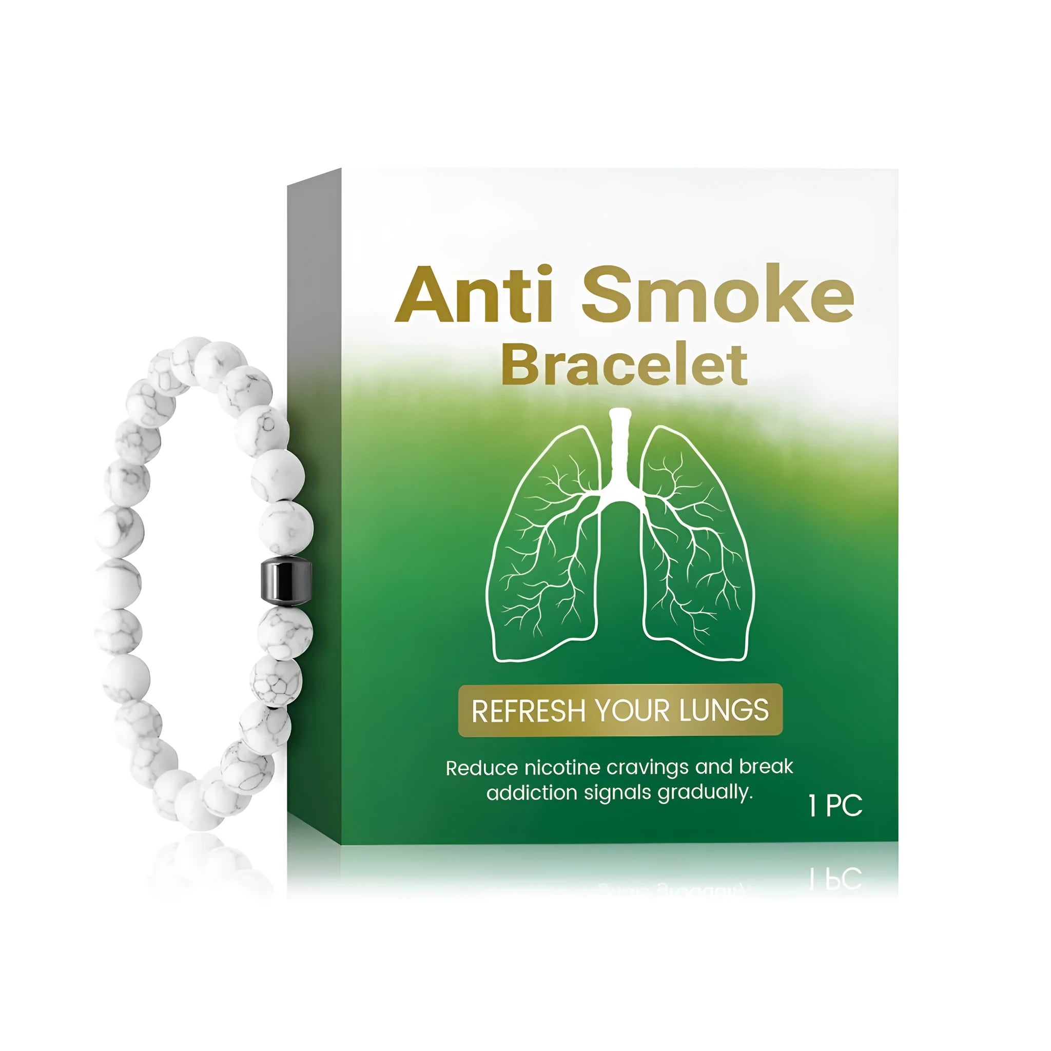 Women's smoke prevention bracelet with synthetic turquoise bead on elastic band