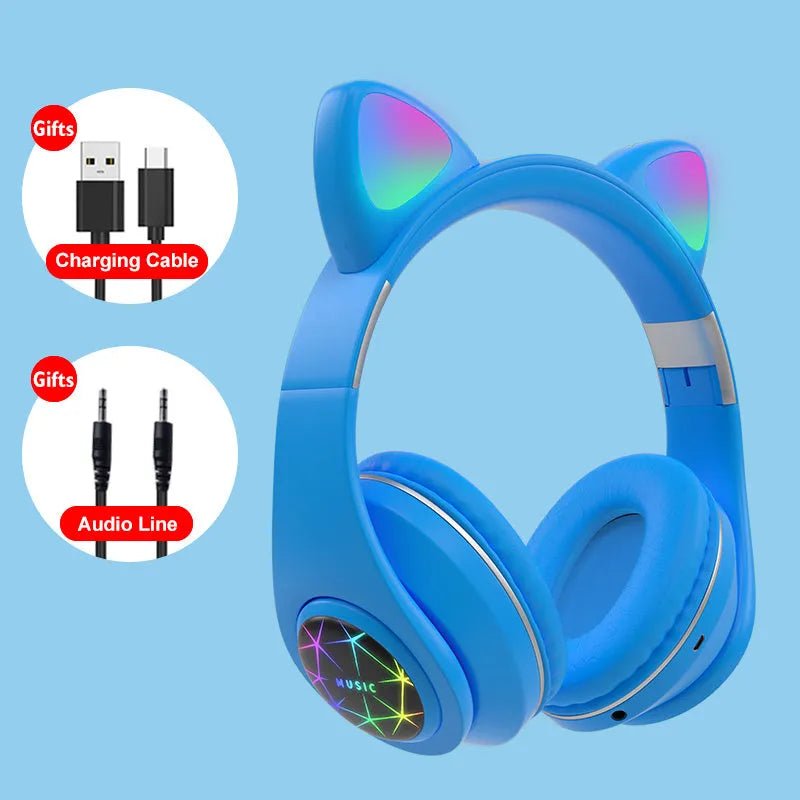 Cat ear wireless Bluetooth sports headset in six colour options with head-mounted design