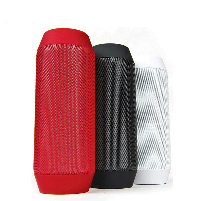 Black and white mini portable Bluetooth speaker with colourful RGB lights surrounding its base.