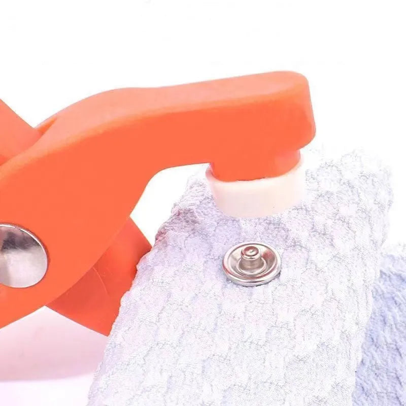Five claw no-sew stainless steel button for children's clothing measuring 9.5mm with application pliers
