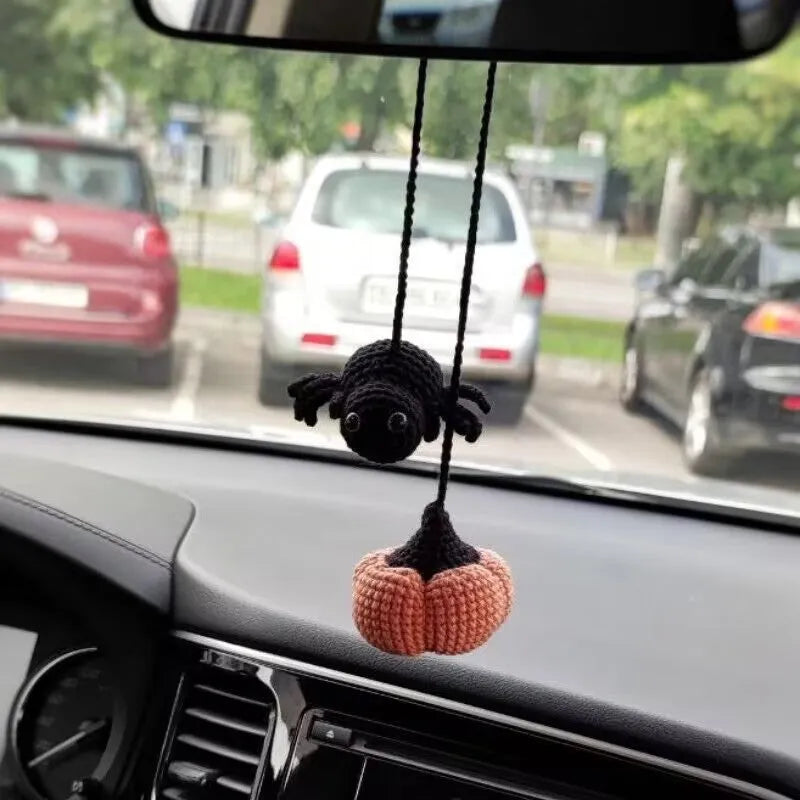 Plush hand-woven cartoon automobile hanging ornament for rear-view mirror decoration