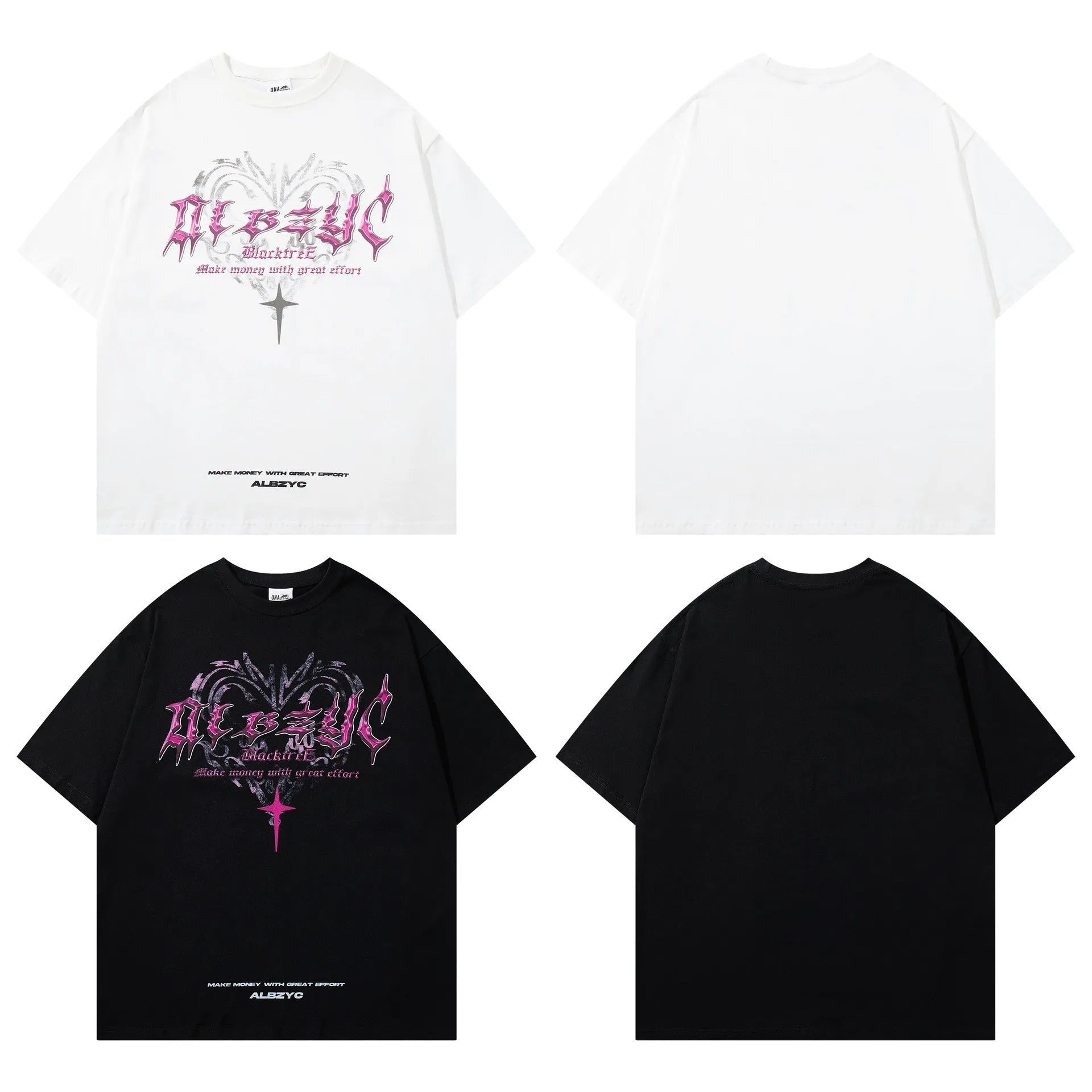 Men's loose fit retro printed cotton t-shirt in black or white colour options