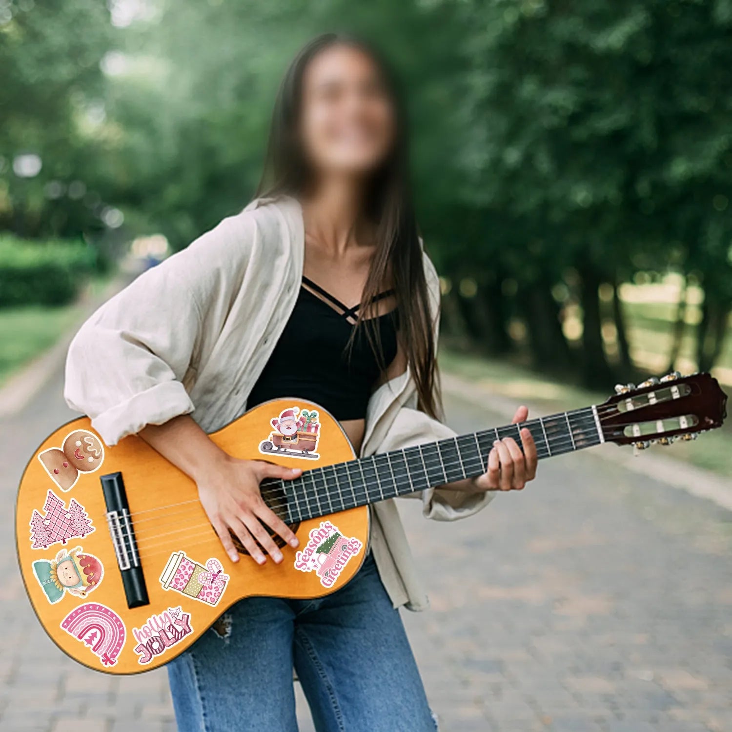 50 waterproof Christmas vinyl stickers 4-8cm for phone, laptop, guitar, and notebook decoration