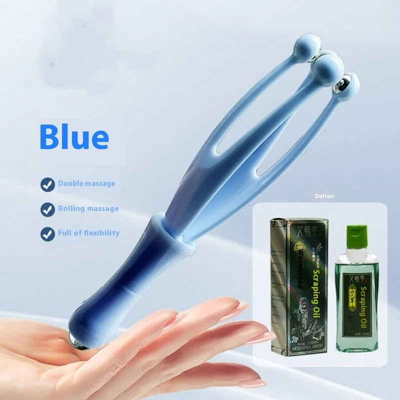 Blue and white steel ball finger massager for hand joint roller care