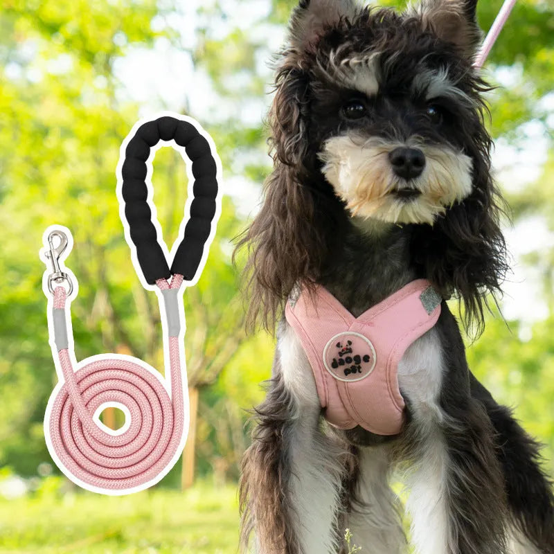 Polyester pet vest and hand-holding rope set available in four colours and sizes