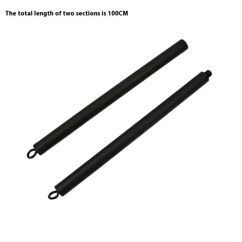 Two-segment push and pull fitness rod with integrated rope for resistance training