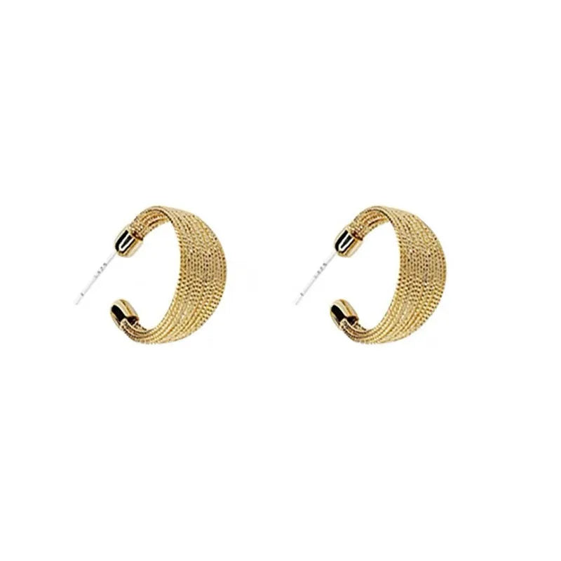 Geometric simple bracelet earrings for women in silver and gold with stud and clip style options