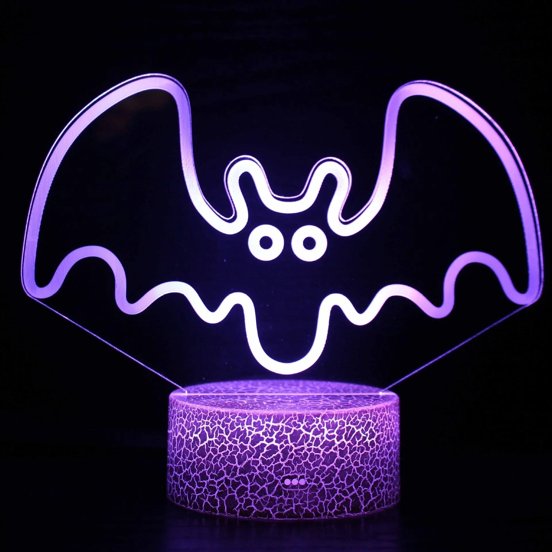 Colourful acrylic 3D USB table lamp with touch control on a small 9.5cm by 4cm base