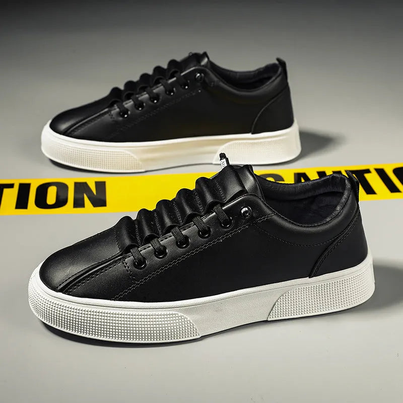 Men's low top mesh sports shoes ZJ106 Black with synthetic leather upper and PVC sole flat heel