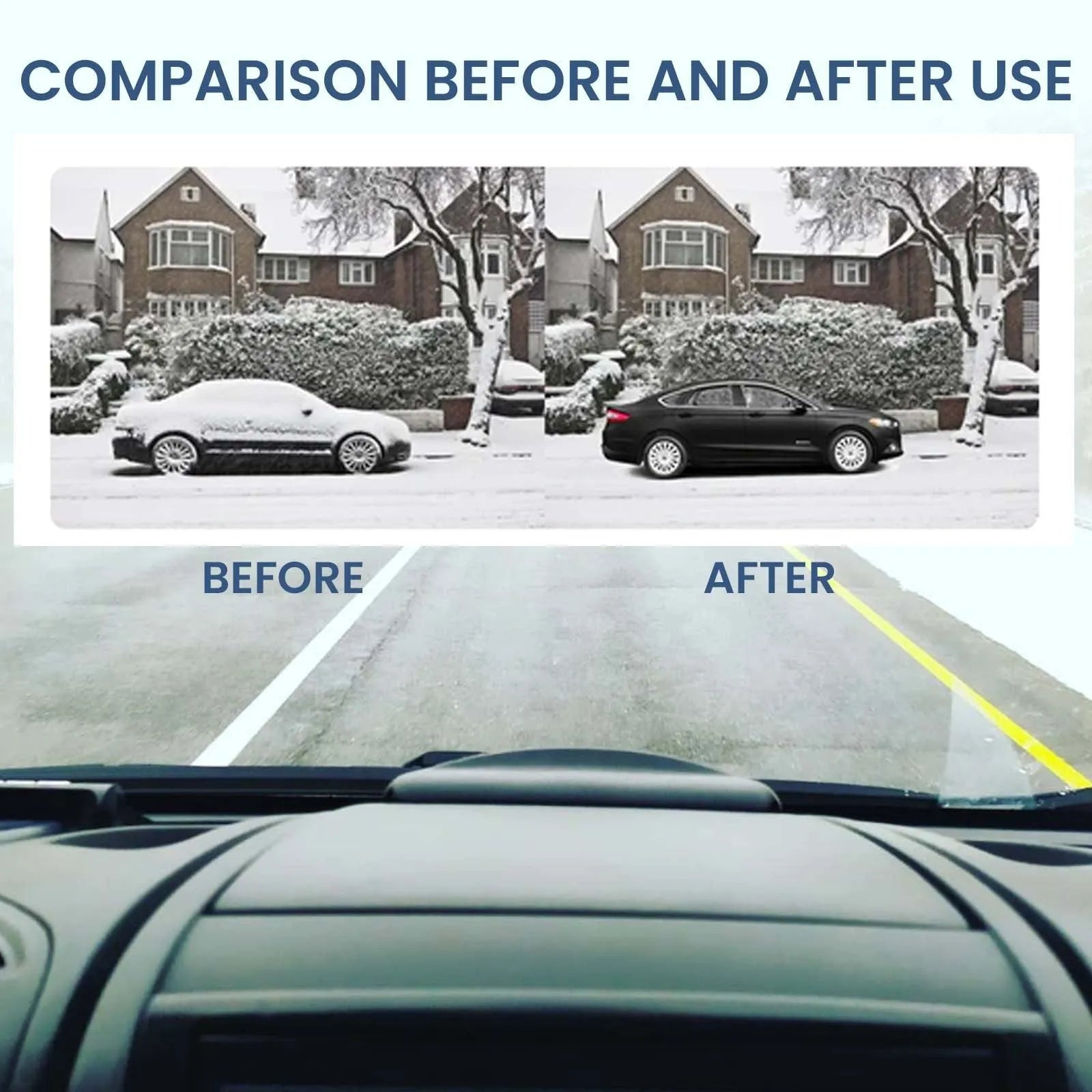 Black special glass car de-icer tool for winter ice and snow removal measuring 5cm long