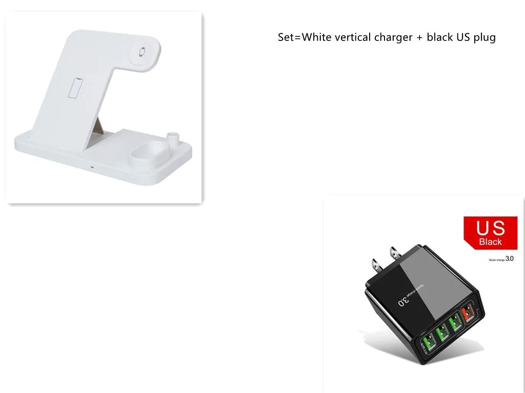 4-in-1 wireless charging station with adjustable stand for Apple Watch, iPhone, AirPods, and Apple Pencil