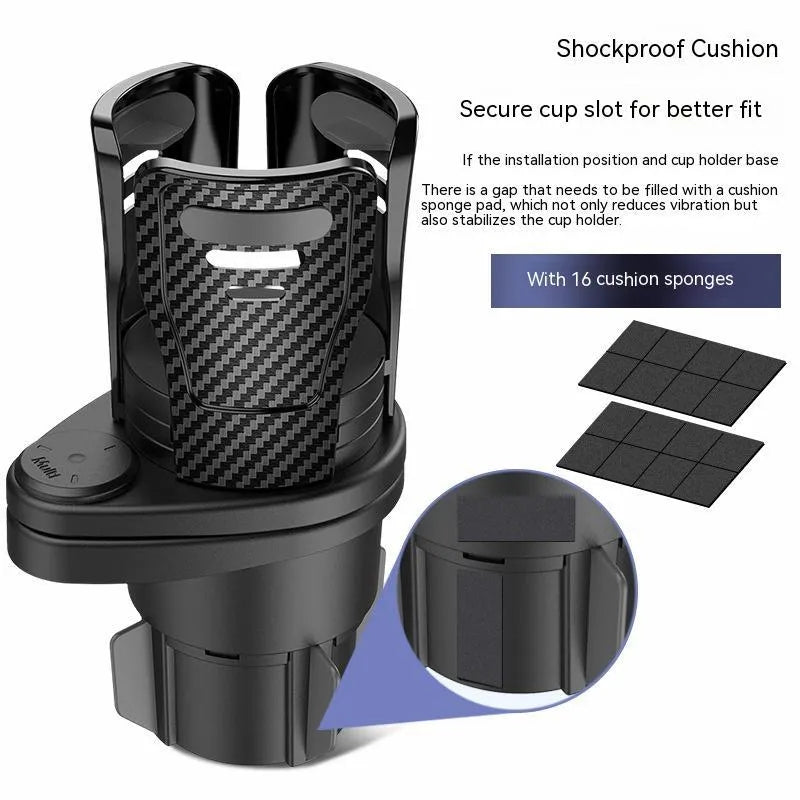 Second generation upgrade car cup holder modification accessory in ABS plastic with carbon fibre or matte colour options