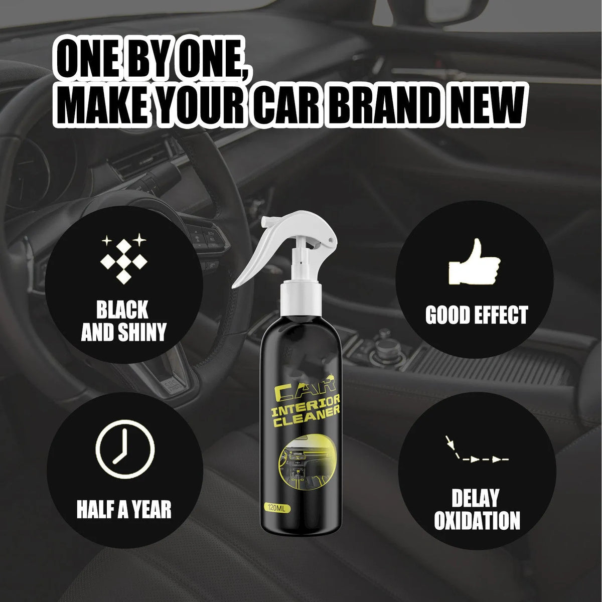 120ml car interior maintenance agent bottle for leather and plastic dashboard cleaning