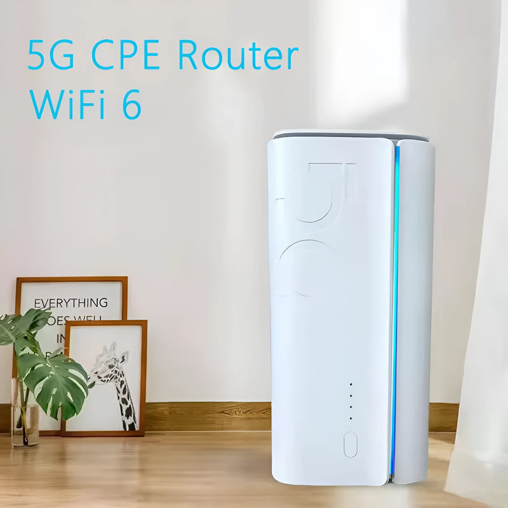 Compact black 4G CPE wireless router with power cable, measuring 51mm by 30mm.
