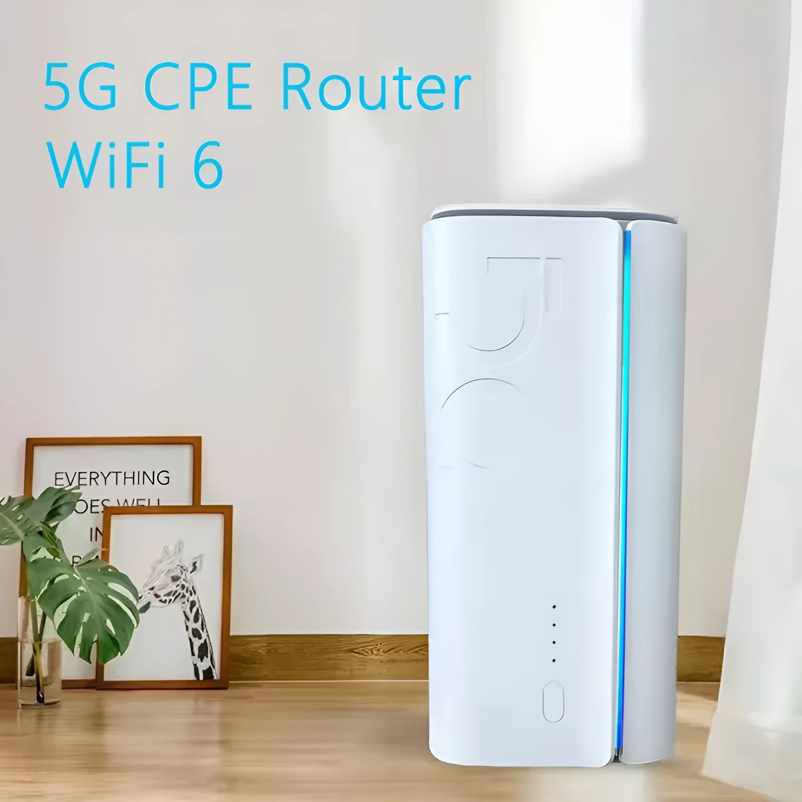 Compact black 4G CPE wireless router with power cable, measuring 51mm by 30mm.