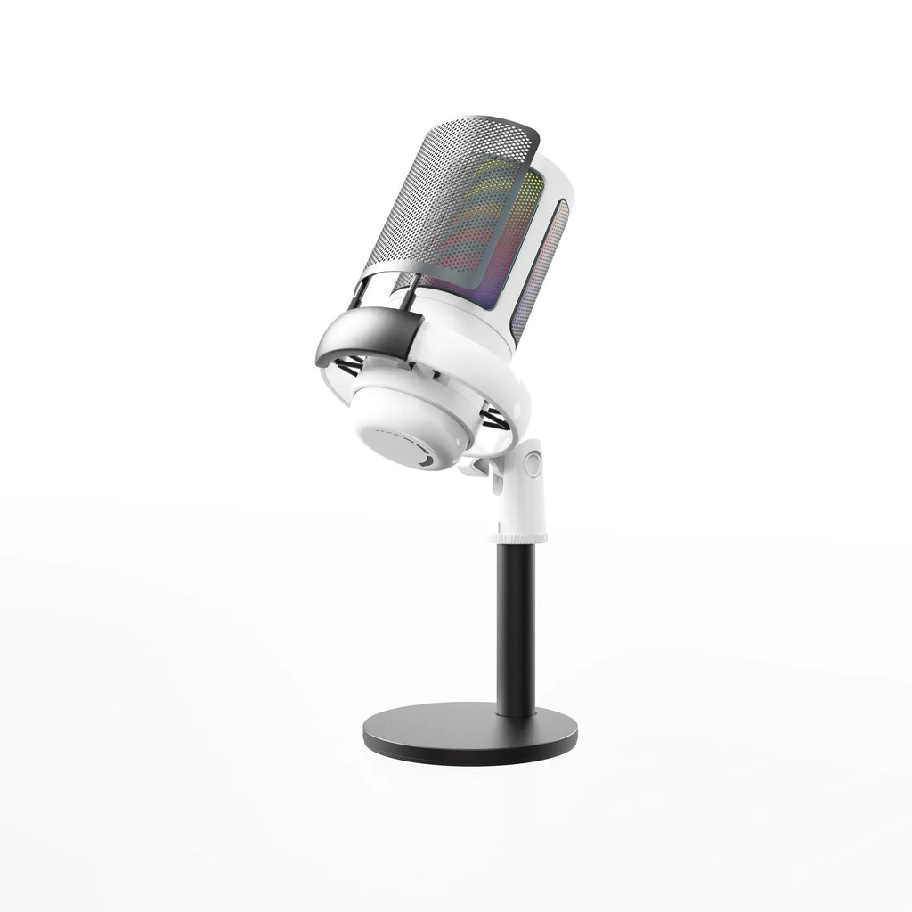 RGB condenser USB microphone with 150cm cable in black, white, or pink for live streaming