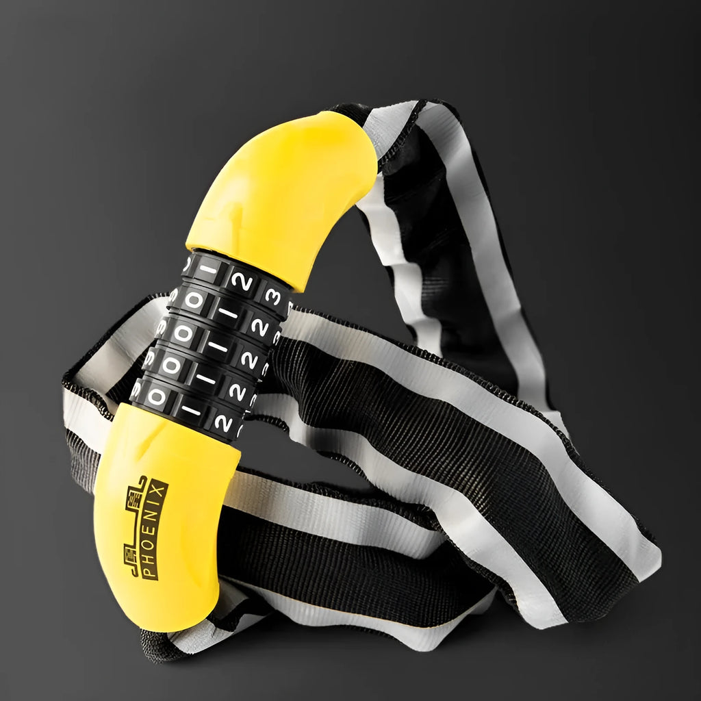 95cm anti hydraulic mountain bike chain lock in black or yellow with password or keychain options