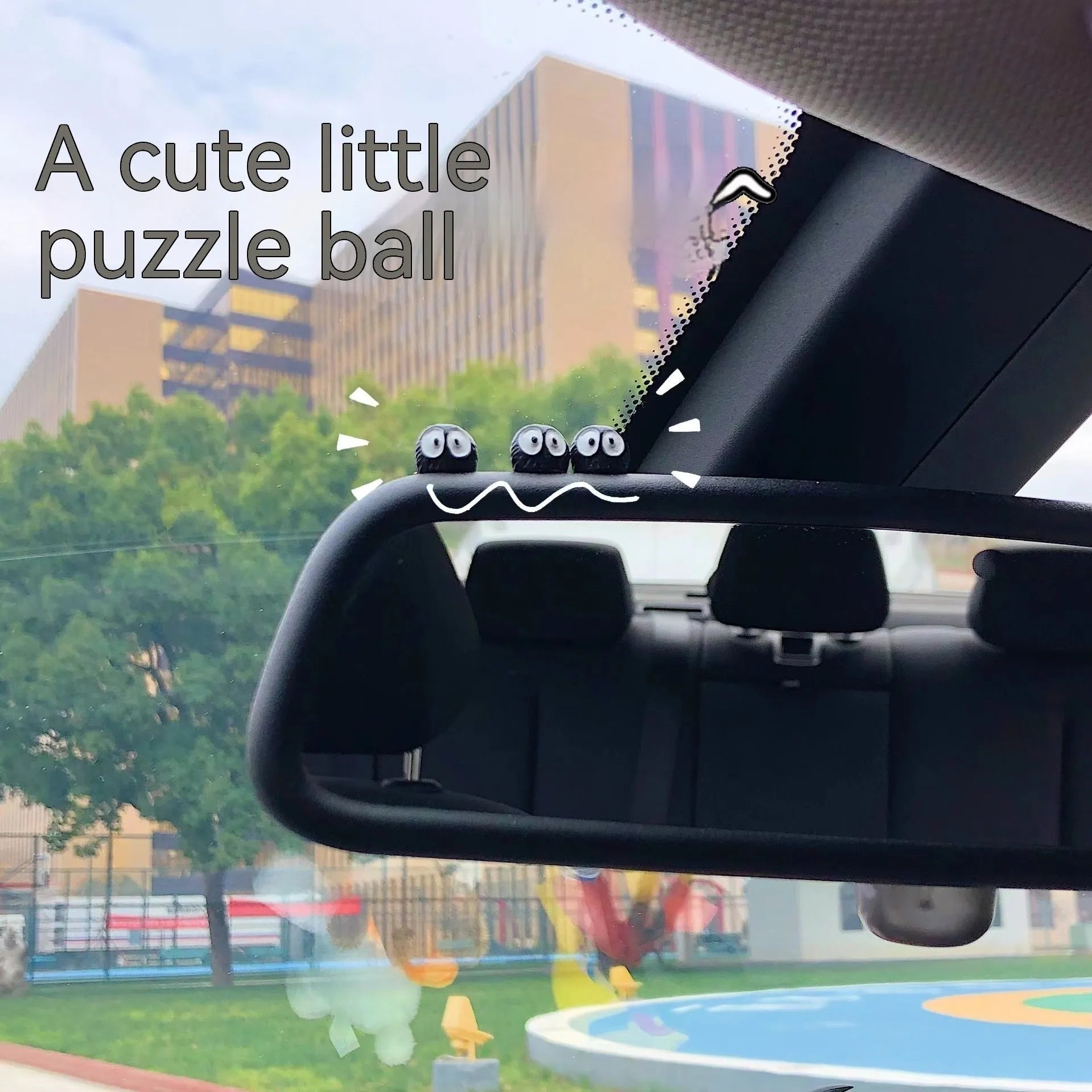Black cartoon briquette car decoration made from resin with traceless tape