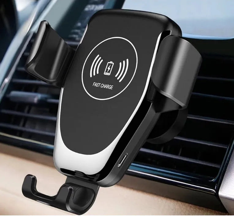 Car wireless charger mount for iPhone with automatic gravity clamp and 18W fast charging