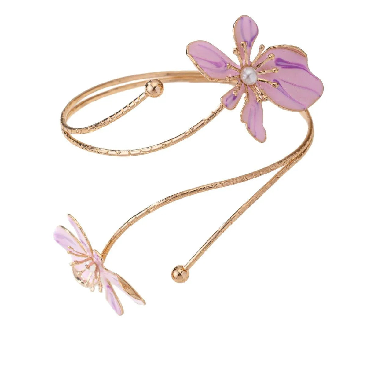 Alloy fashion armband with hollow line pattern in pink or purple colour, adjustable wrist jewellery