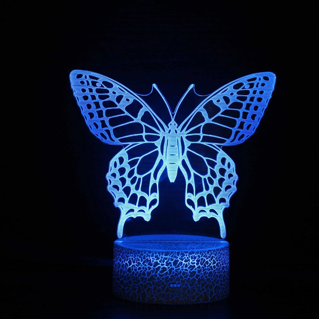 Colourful acrylic 3D USB table lamp with touch control on a small 9.5cm by 4cm base