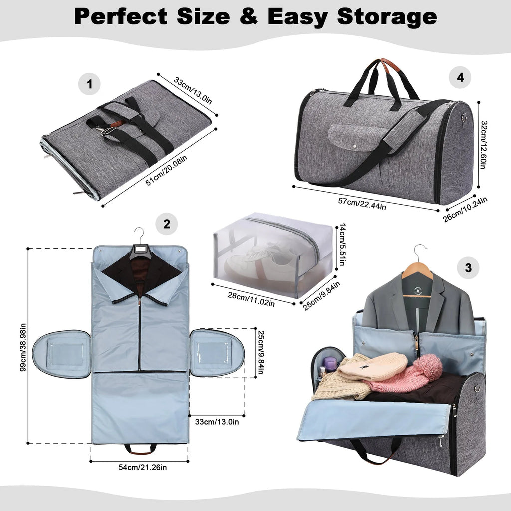 Foldable dark blue Oxford cloth duffel bag with 36-55 litre capacity for travel and gym