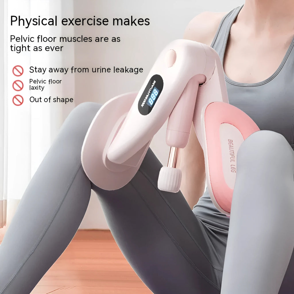Grey pelvic floor muscle trainer with electronic display and resistance spring mechanism