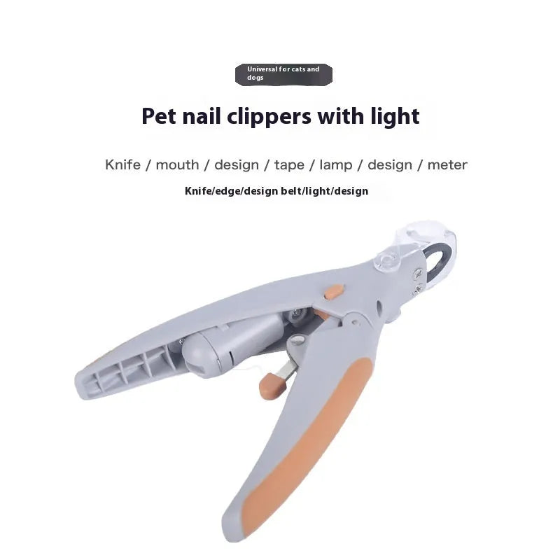 Dog nail trimmer with LED light, imitation blood line indicator, and visual confirmation screen