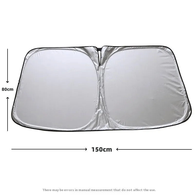 Aluminium foil car sunshade for heat and UV protection in silver colour