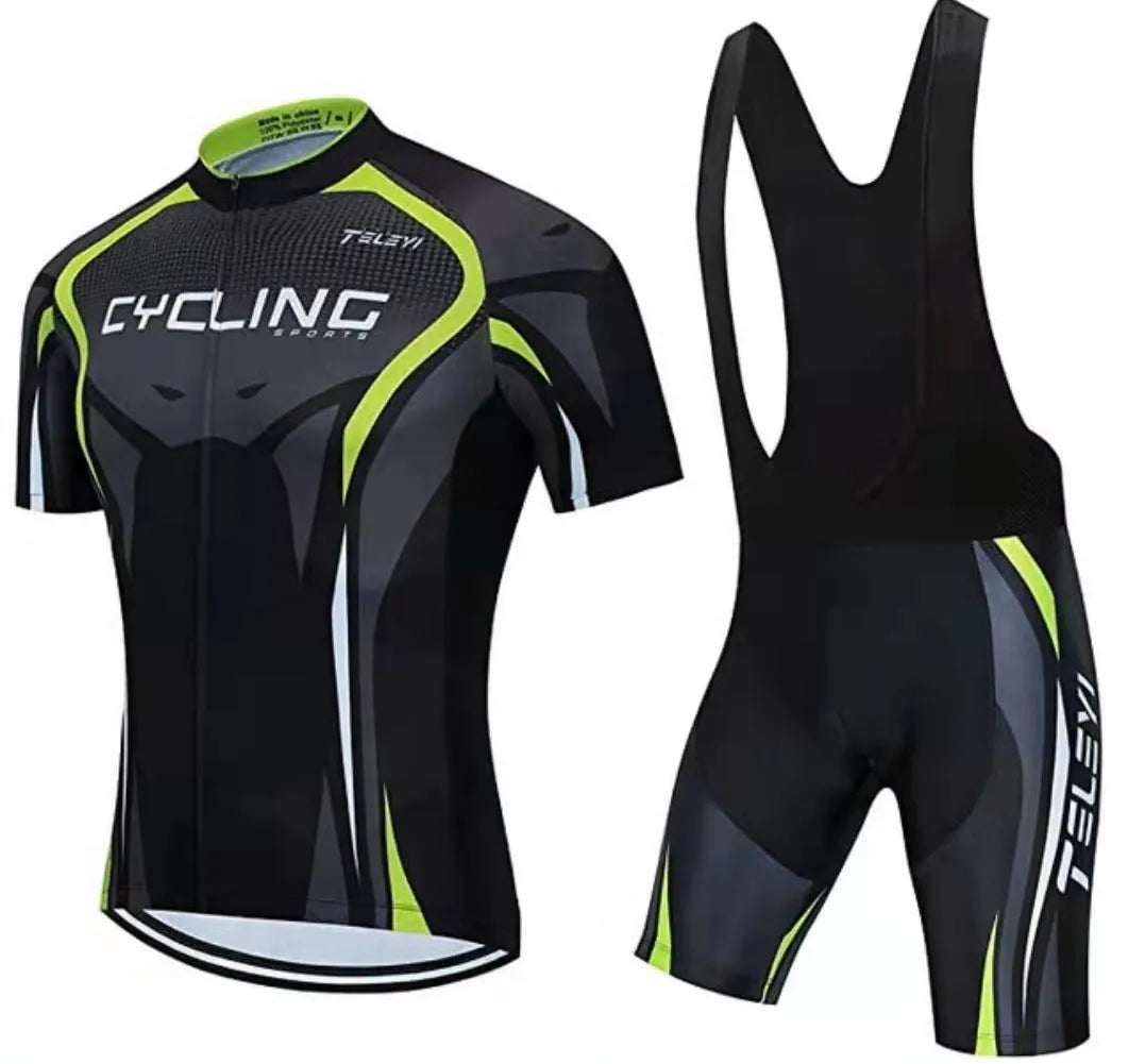 Moisture wicking cycling jersey and shorts set for men and women in assorted colours