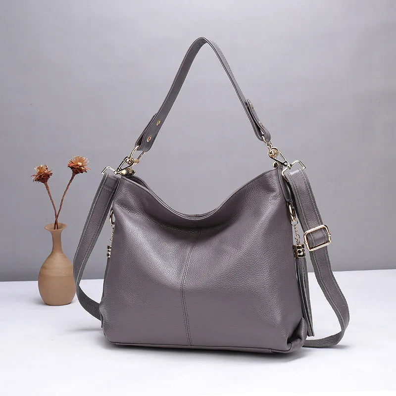 Genuine leather crossbody bag vertical square shape with multiple internal compartments in black colour
