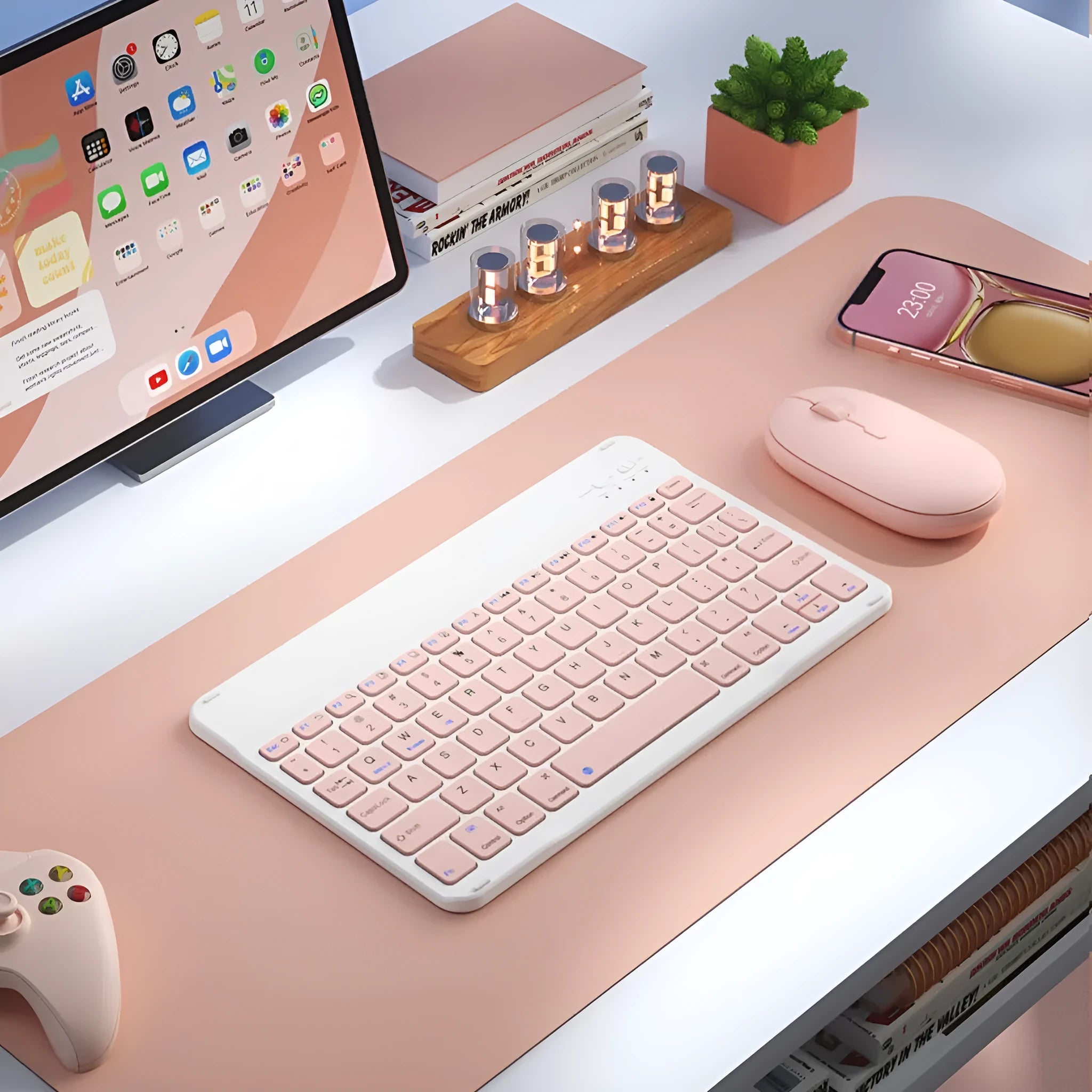 Bluetooth keyboard for girls tablet PC in various colours including elegant white, pink, green, blue, lavender, and yellow options