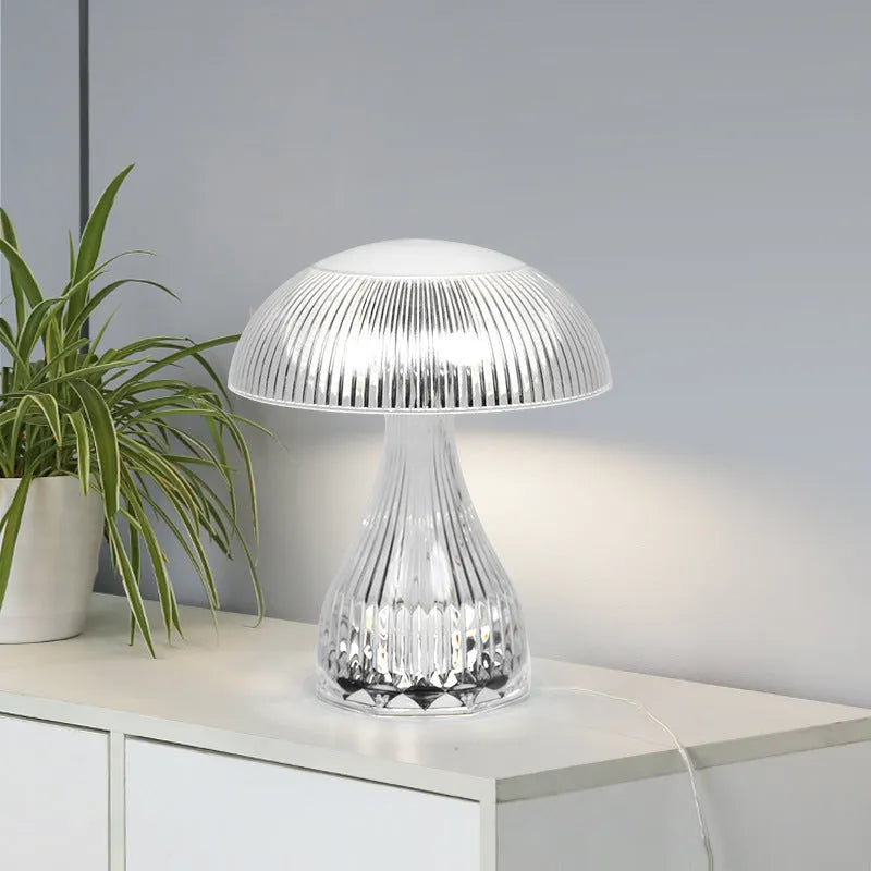 Clear acrylic USB rechargeable touch control night lamp with three colour changing modes