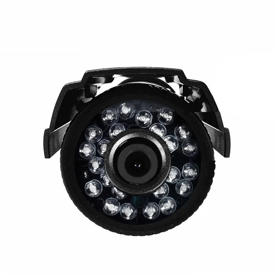 Black HD waterproof CCTV security camera with infrared LEDs around the lens
