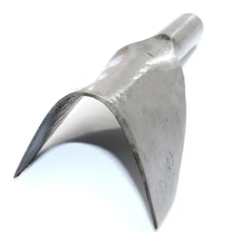 Set of six steel leather craft punch tools showing half-round and V shapes in sizes from 15mm to 40mm