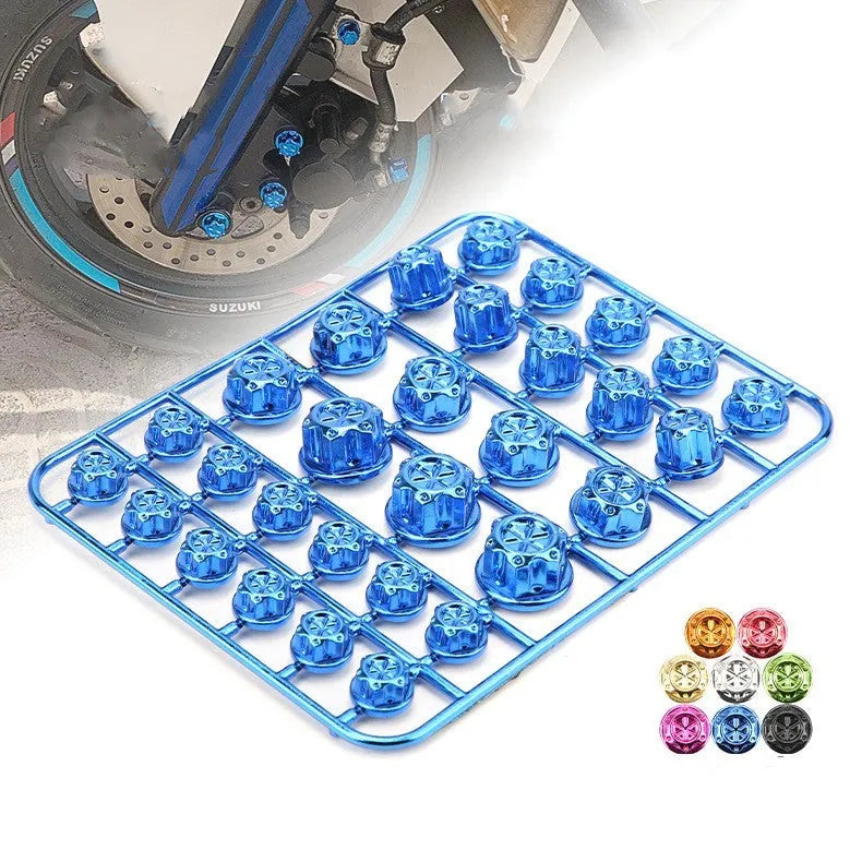 30-piece set of coloured ABS plastic screw caps for motorcycle engine modification covering