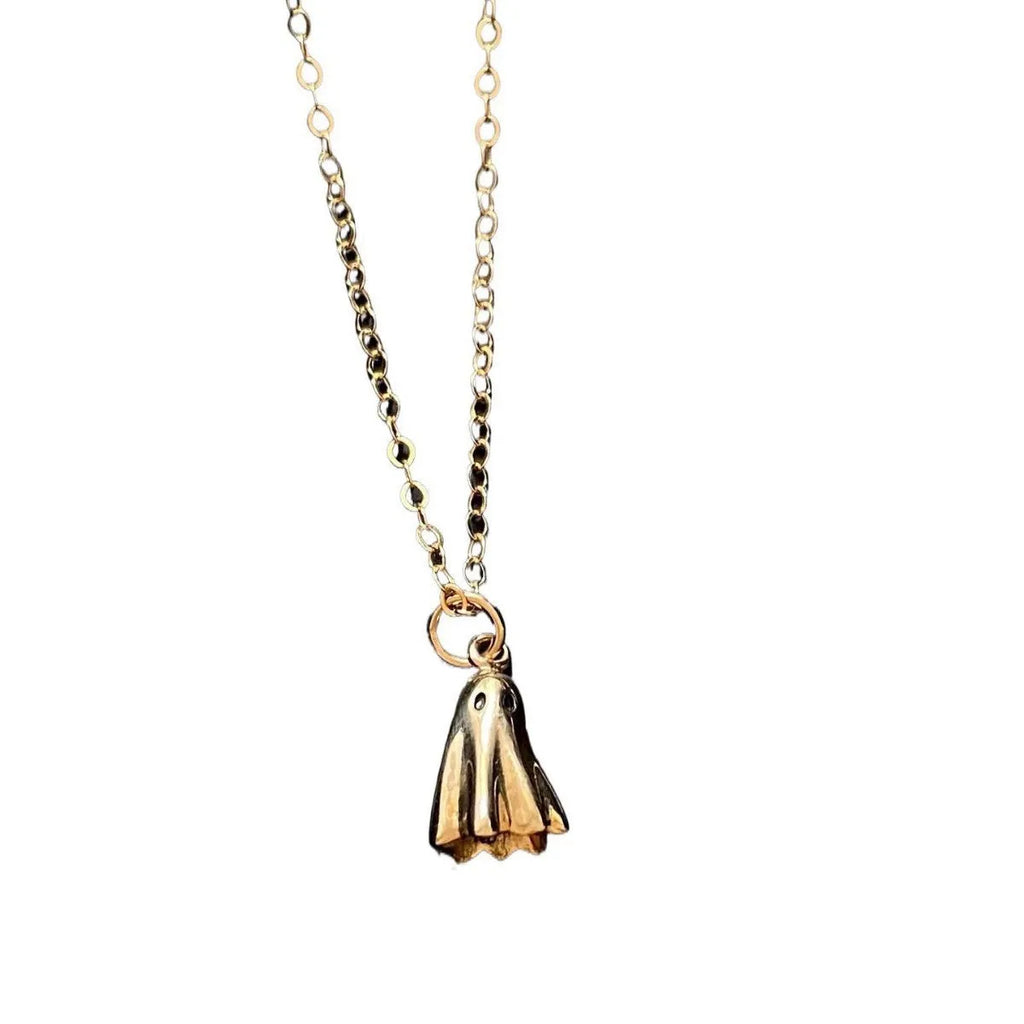 Ghost pendant necklace with titanium steel ghost charm on a stainless steel chain.