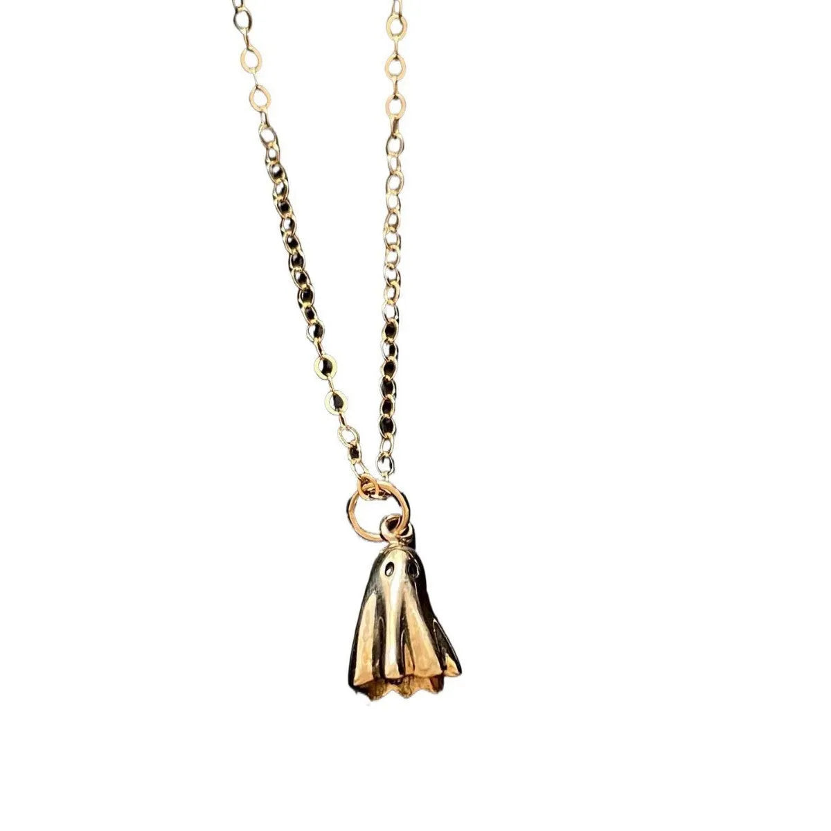 Ghost pendant necklace with titanium steel ghost charm on a stainless steel chain.