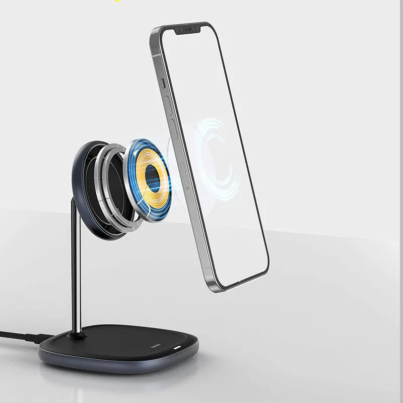 Swan Magnetic Desktop Stand Wireless Charger for iPhone 12 in black or white