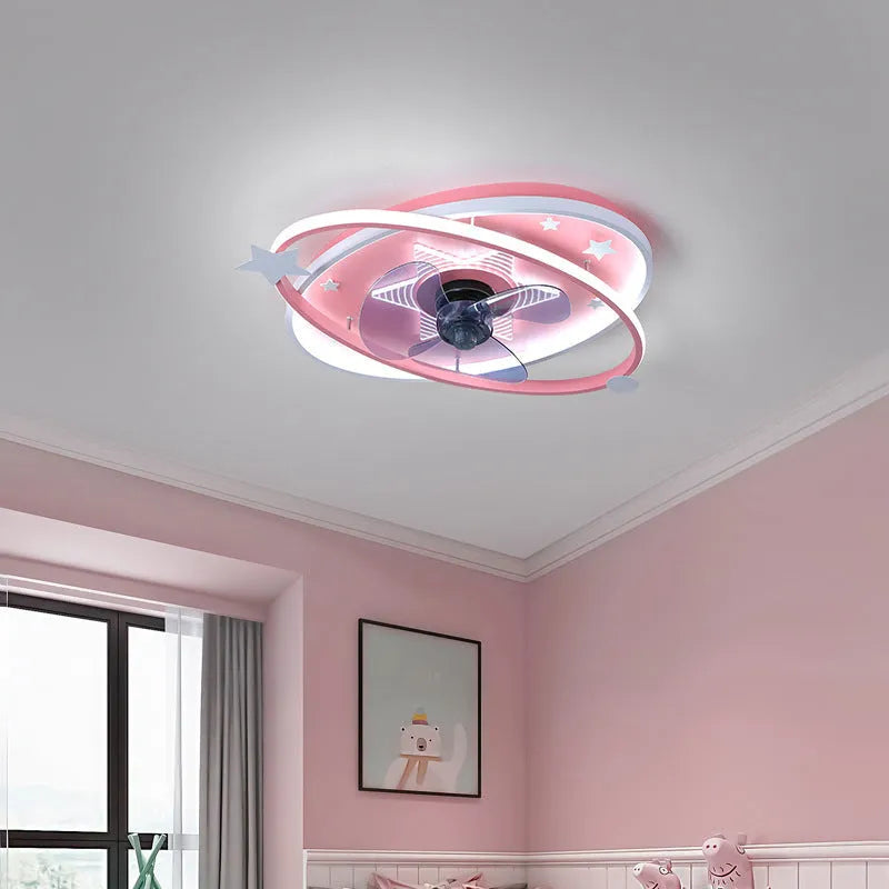 Modern blue children's bedroom chandelier with remote control and acrylic shade